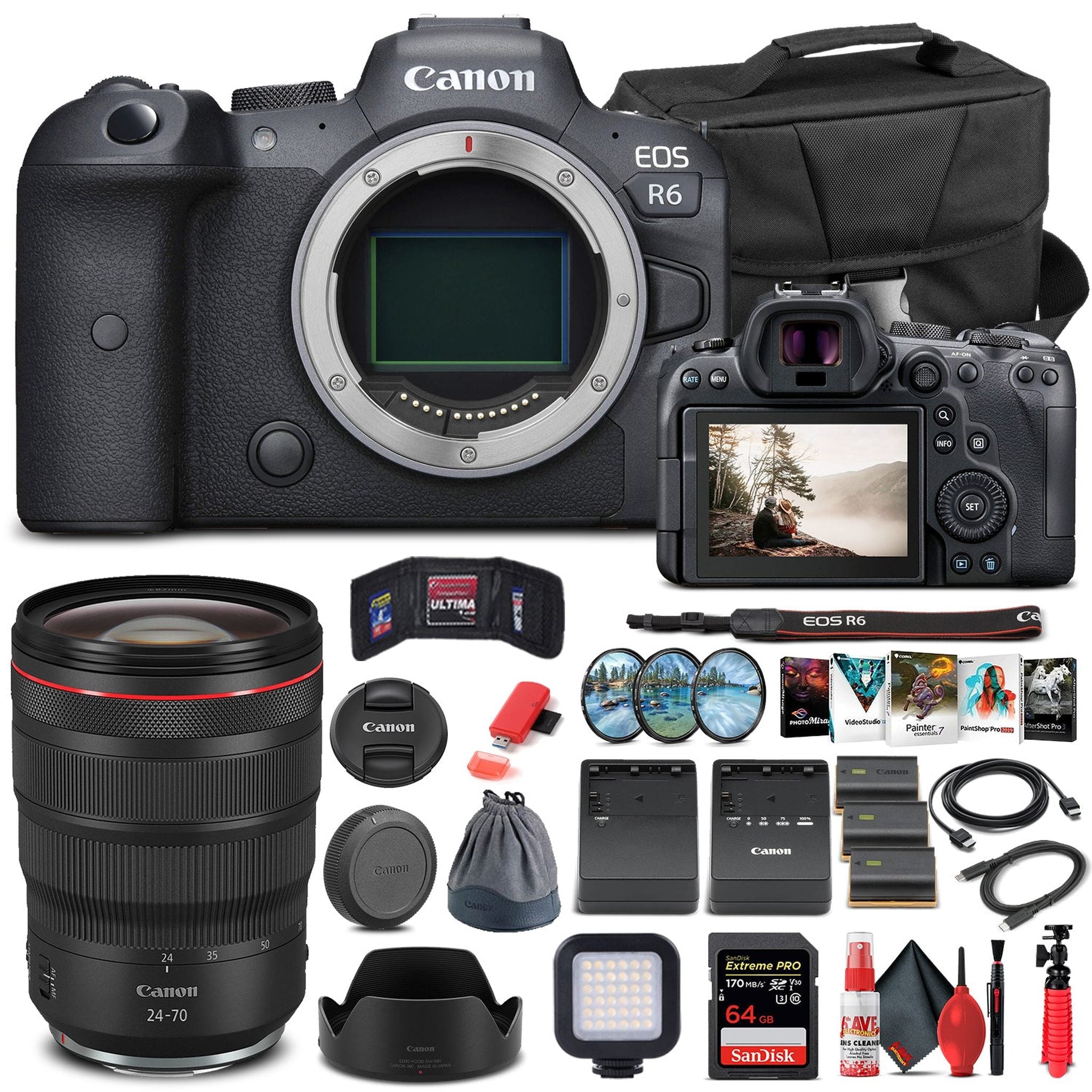Canon EOS R6 Mirrorless Camera W/ Canon RF 24-70mm Lens - Advanced Bundle Canon
