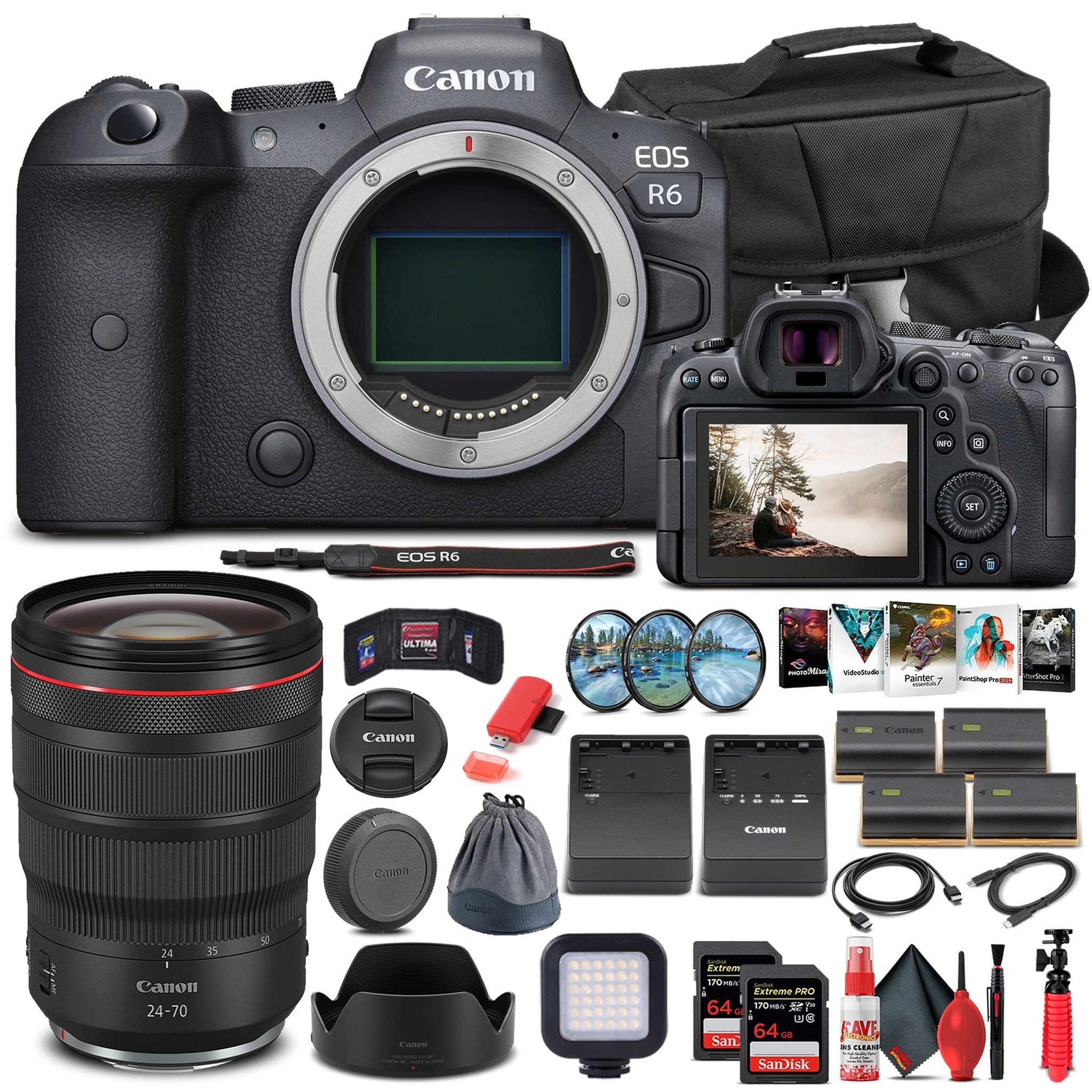 Canon EOS R6 Mirrorless Camera W/ Canon RF 24-70mm Lens - Pro Bundle Canon