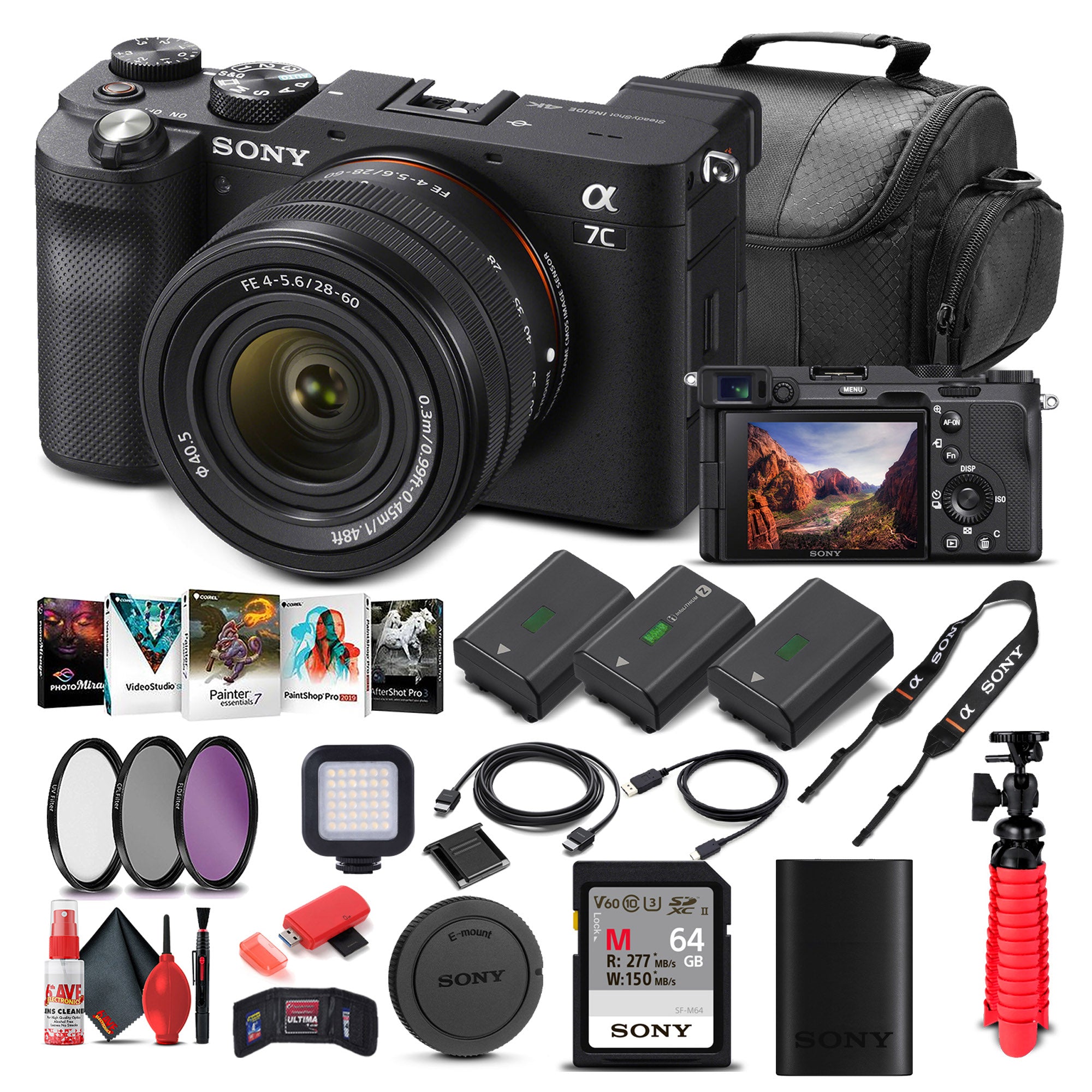 Sony Alpha a7C Mirrorless Camera W/ 28-60mm Lens ILCE7CL/B - Advanced Bundle - Reconditioned Sony
