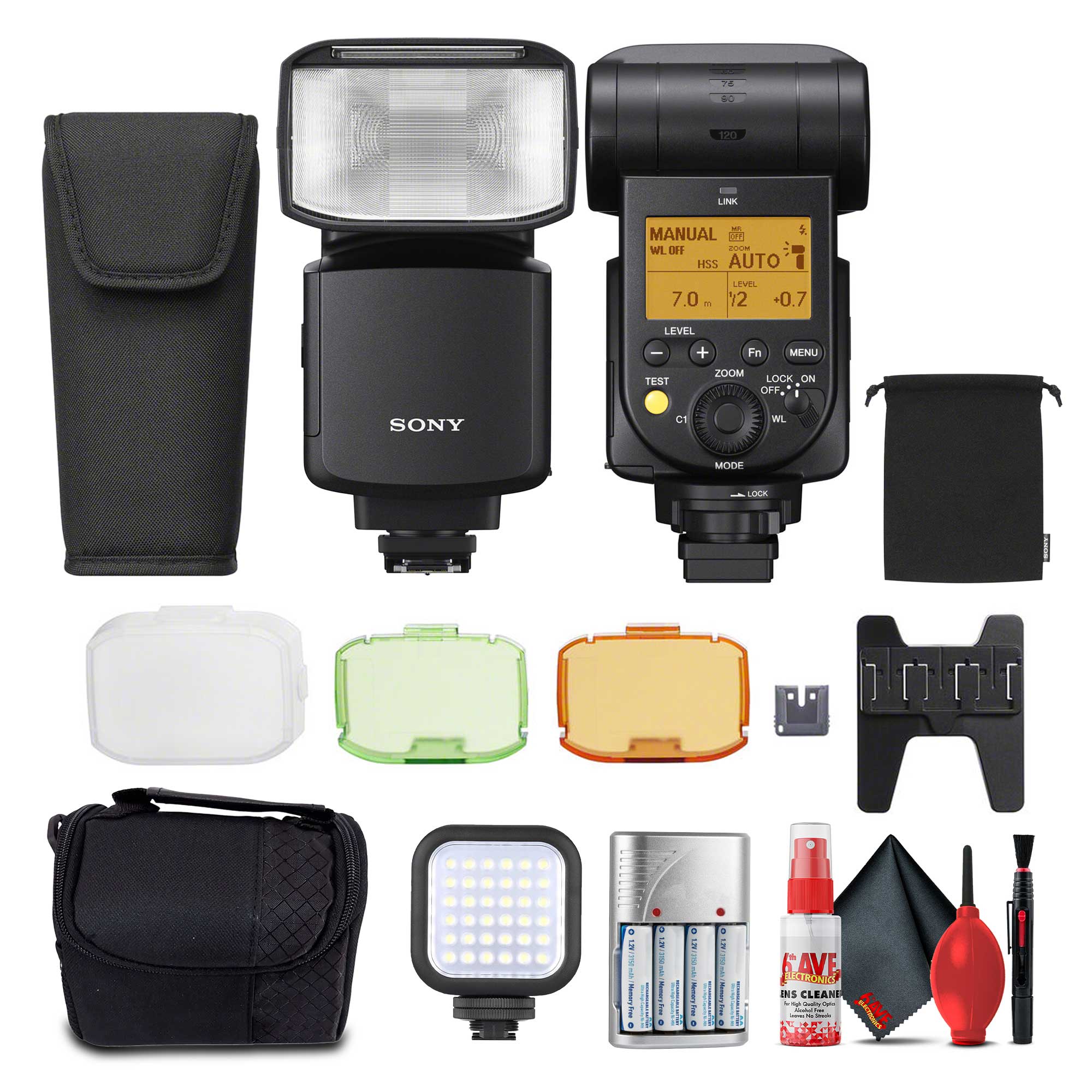 Sony HVL-F60RM2 Wireless Radio Flash + AA Rechargeable Batteries + Cleaning Kit + More Sony