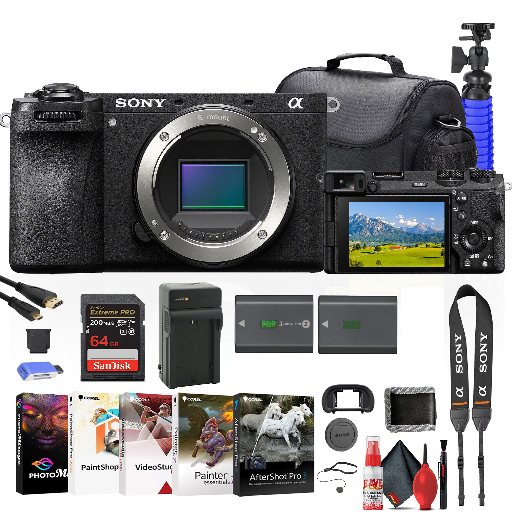 Sony a6700 Mirrorless Camera + 64GB Card + NP-FZ100 Battery + Card Reader + More Sony