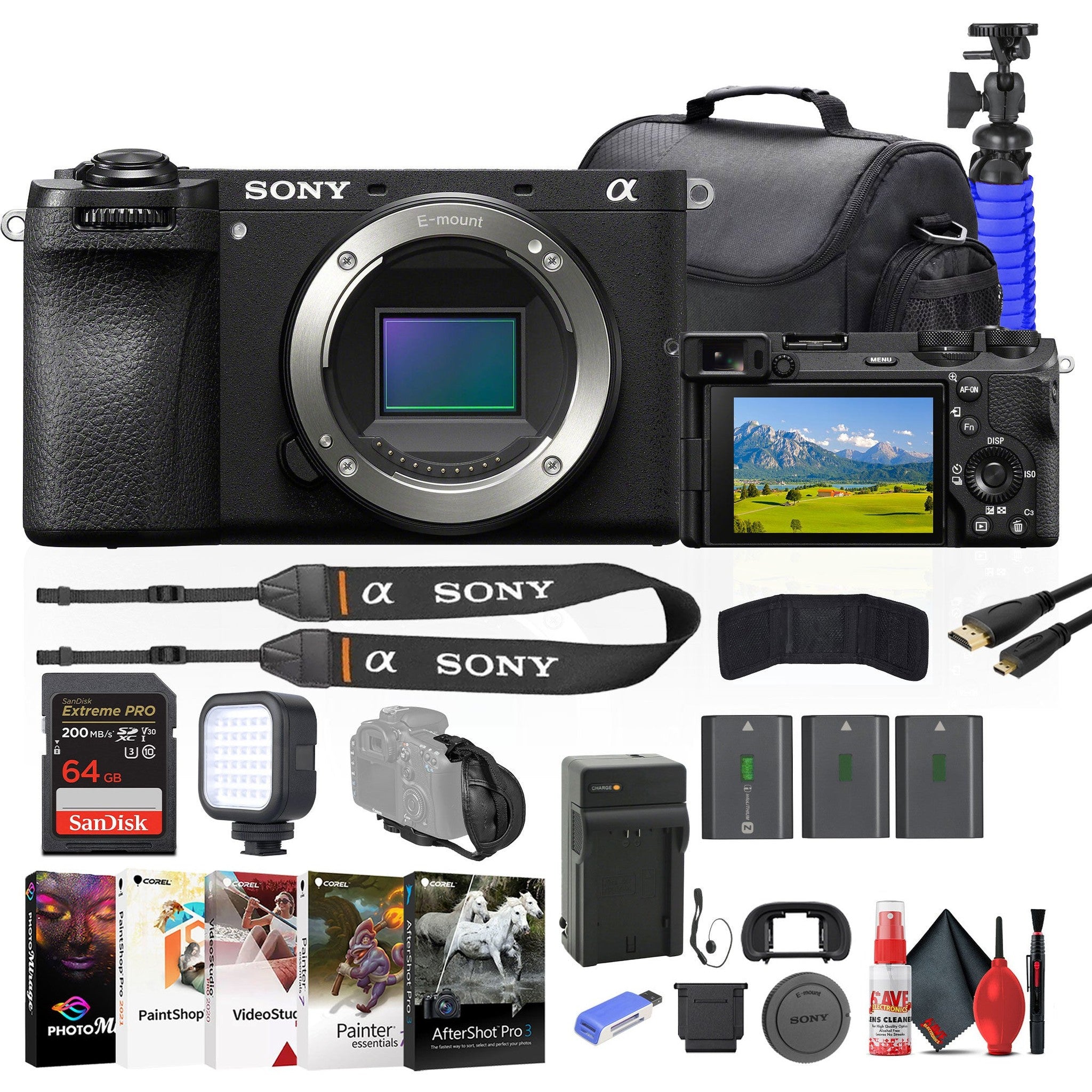 Sony a6700 Mirrorless Camera + 64GB Card + 2 x NP-FZ100 Battery + More Sony