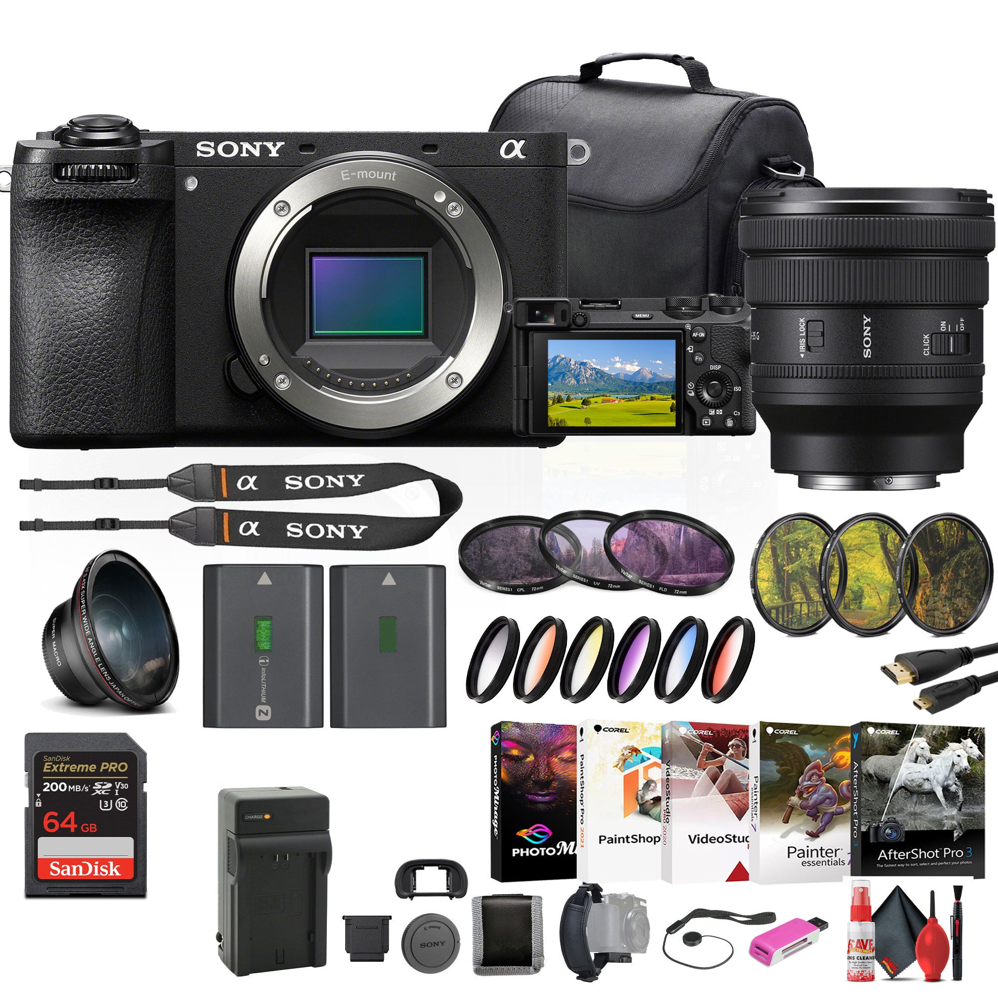 Sony a6700 Mirrorless Camera + Sony FE PZ 16-35mm Lens + Filter Kit + More Sony