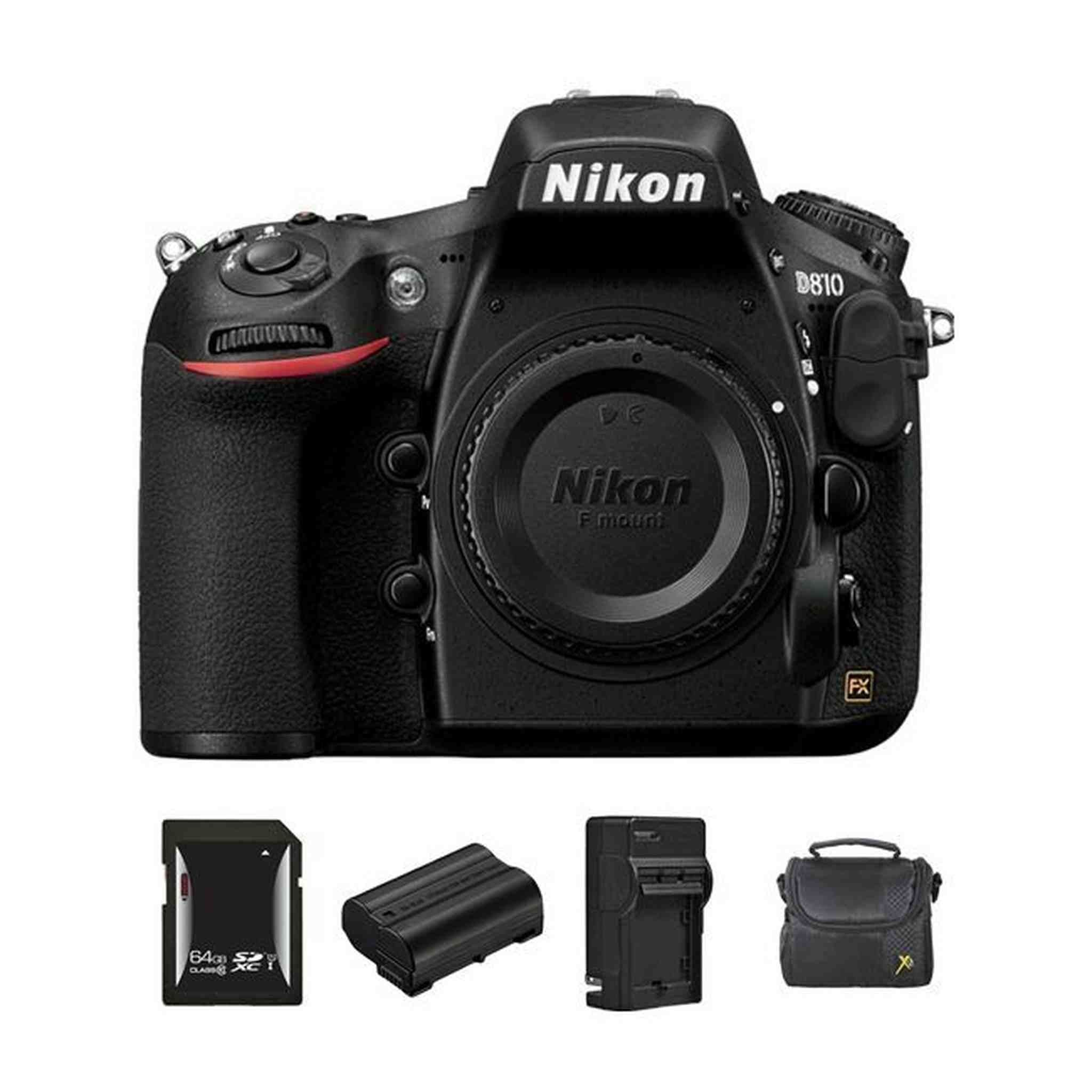 Nikon D810 DSLR Camera + 2 Batteries, 64GB Bundle Nikon