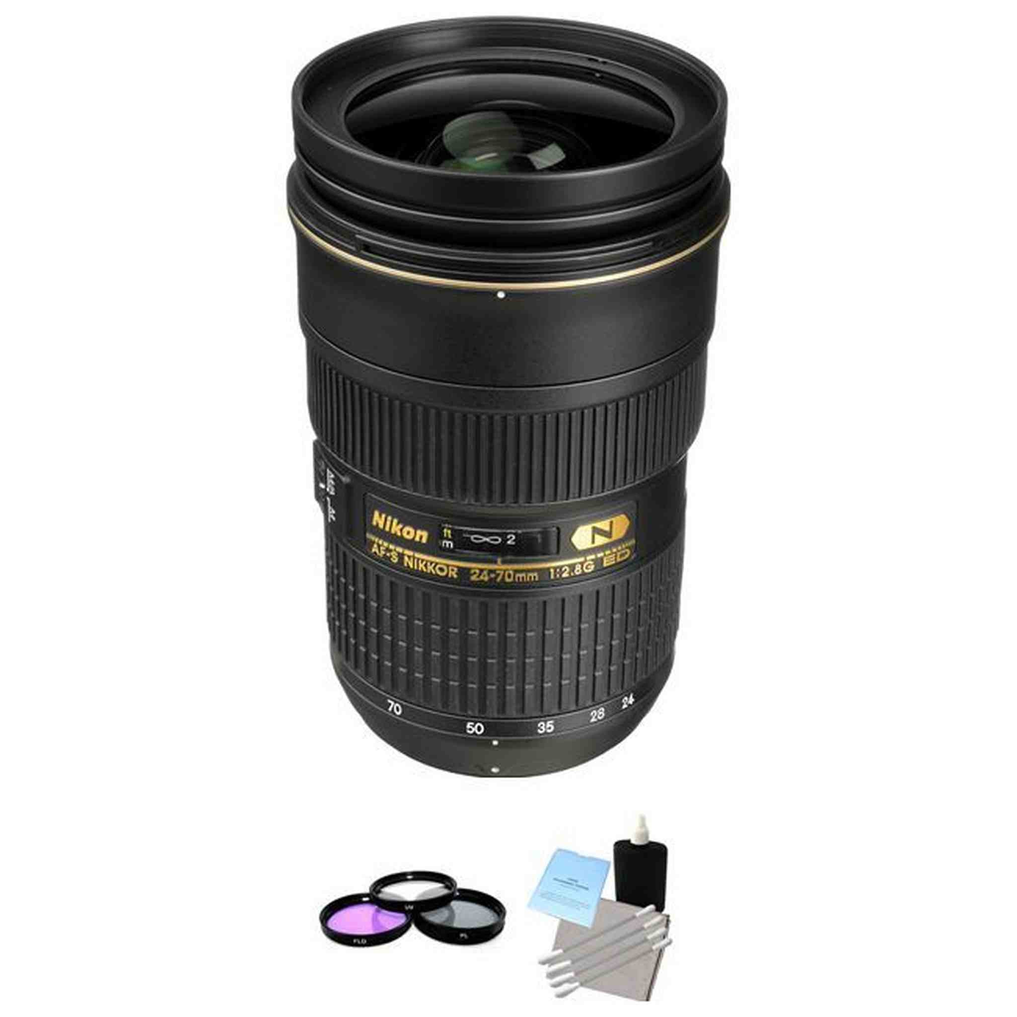 Nikon AF-S Nikkor 24-70mm f/2.8G ED Autofocus Lens + UV Kit & Cleaning Kit Bundle Nikon