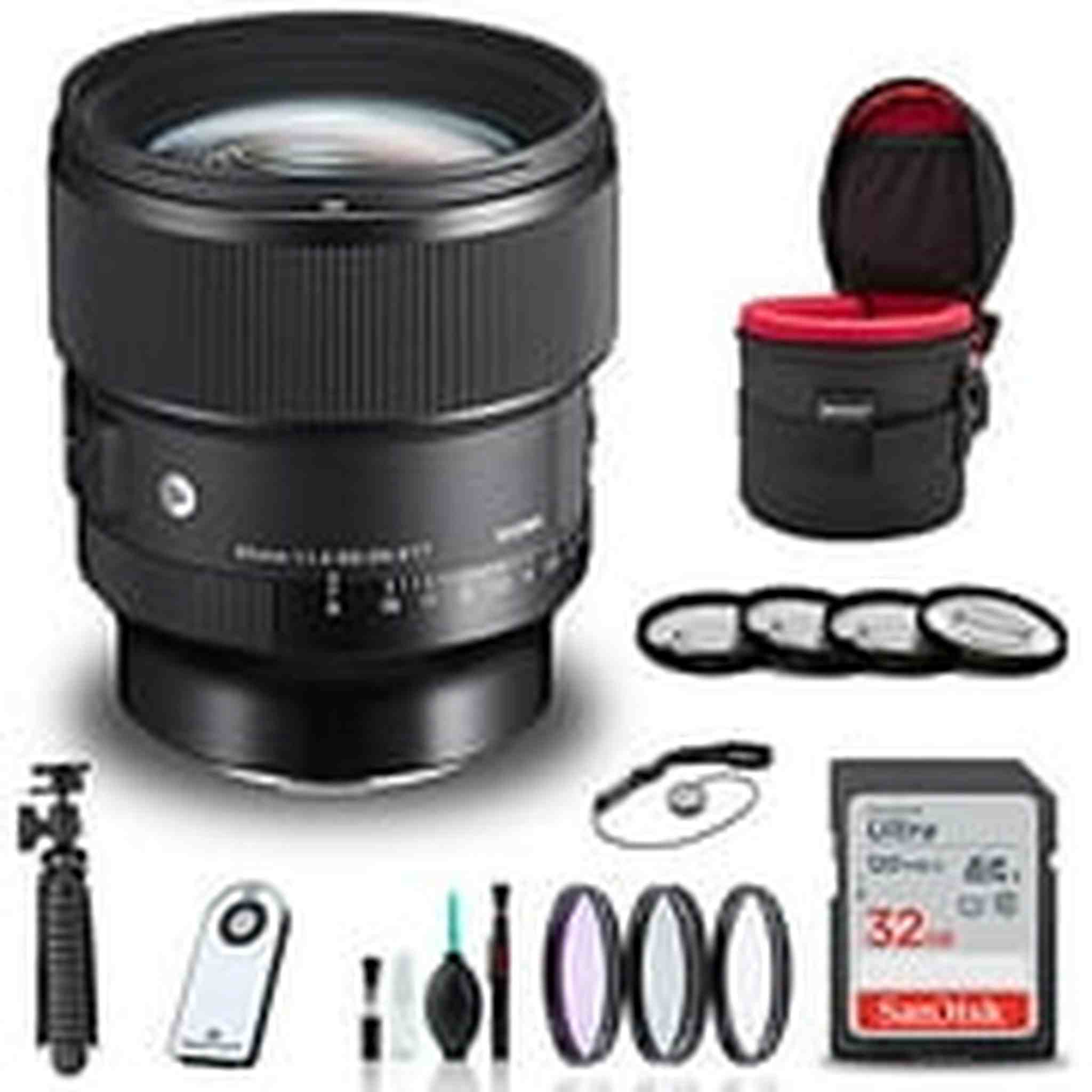 Sigma 85mm f/1.4 DG DN Art Lens for Sony E + 32GB SD Card Bundle Sigma