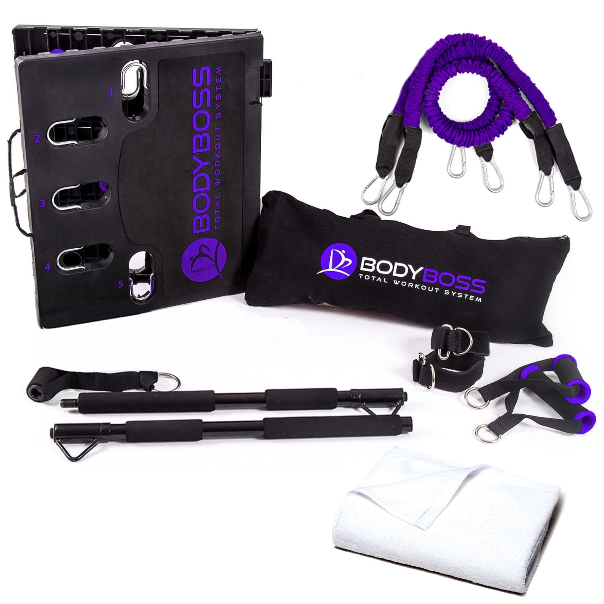 BodyBoss Home Gym 2.0 By 6Ave- Full Portable Gym Home Workout Bundle - PKG2-Purple BodyBoss