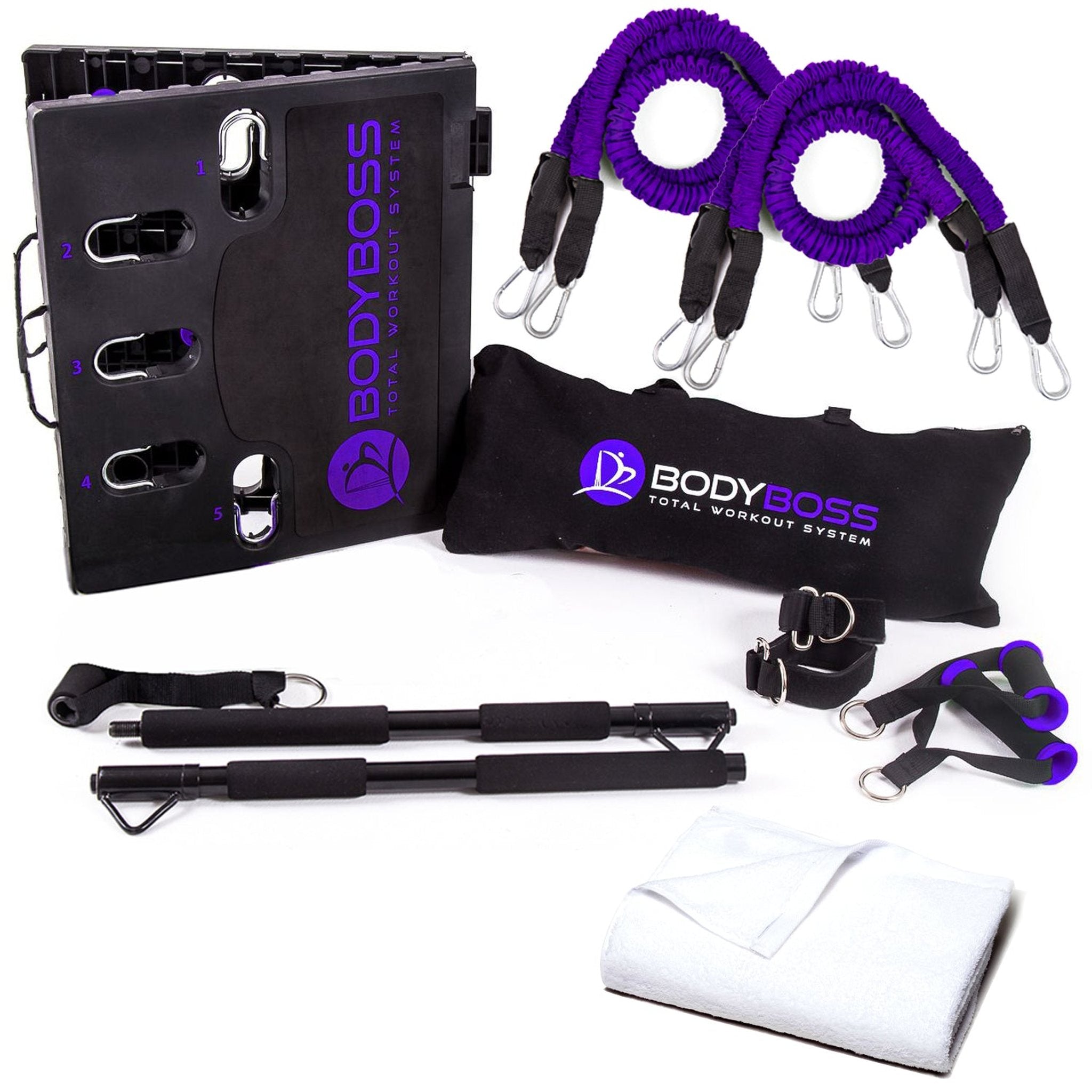 BodyBoss Home Gym 2.0 By 6Ave- Full Portable Gym Home Workout Bundle - PKG4-Purple BodyBoss