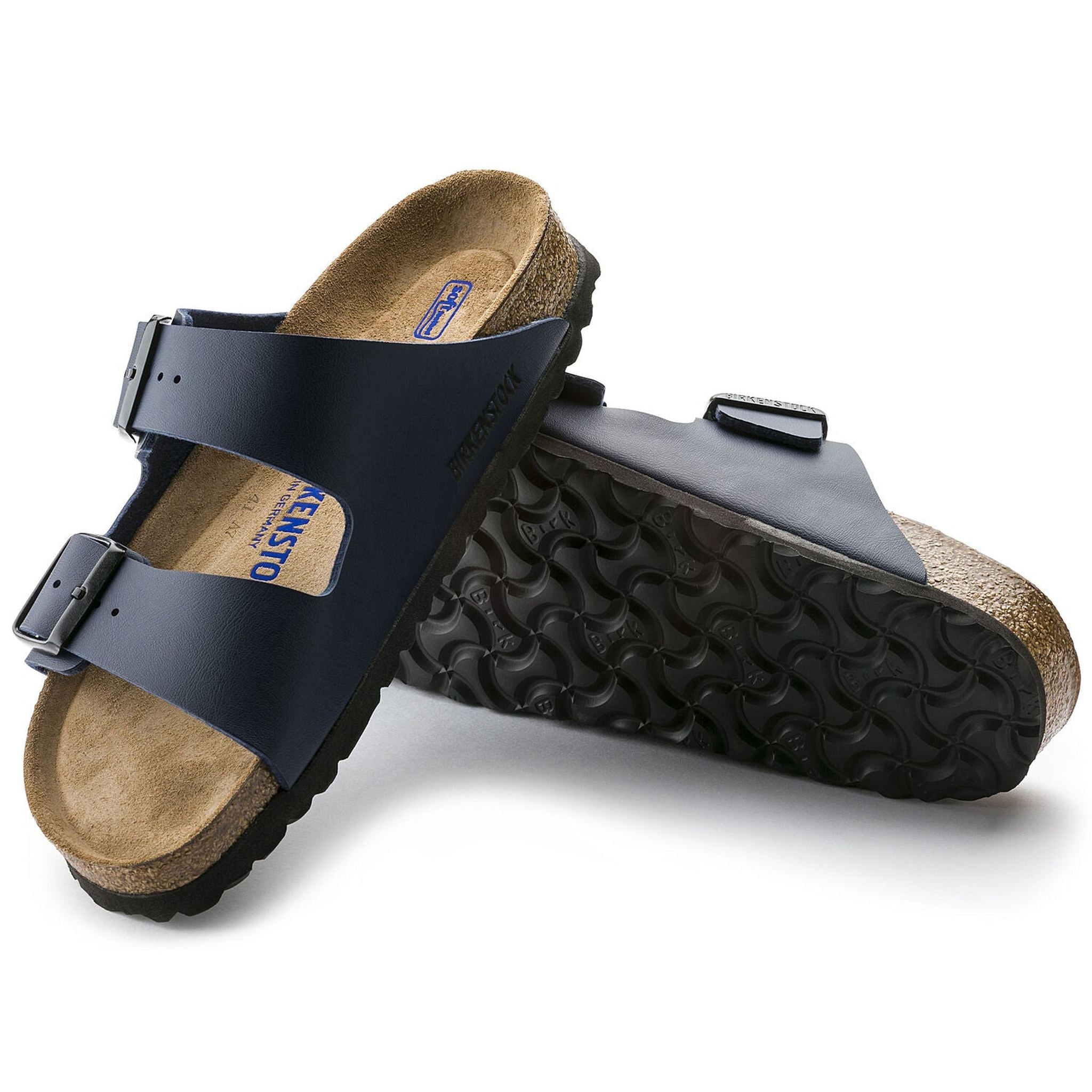 BIRKENSTOCK Unisex Arizona Leather Sandal, Blue Birko-Flor, 37 N EU Birkenstock