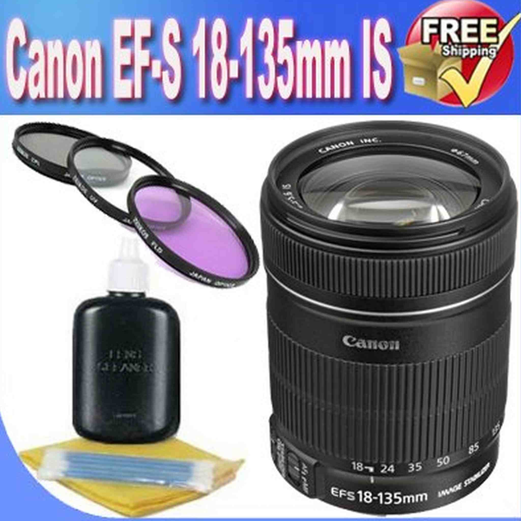 Canon EF-S 18-135mm f/3.5-5.6 is Standard Zoom Lens for Canon Digital SLR Cameras + 67mm 3 Piece Professional Filter Kit Starter Bundle Canon