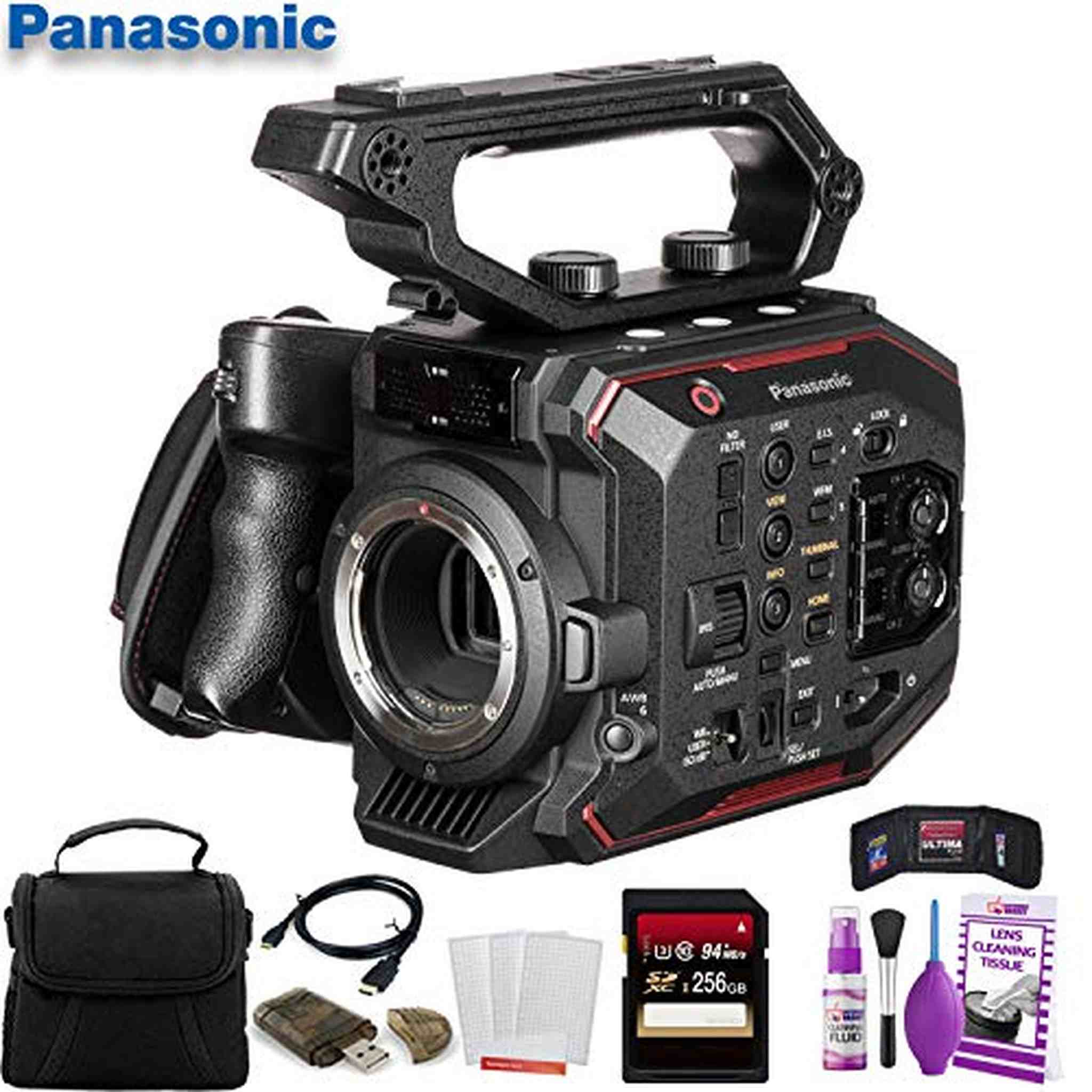 Panasonic AU-EVA1 Compact 5.7K Super 35mm Cinema Camera W/ 256GB Memory Card, Bag, Cleaning Kit, and More Panasonic