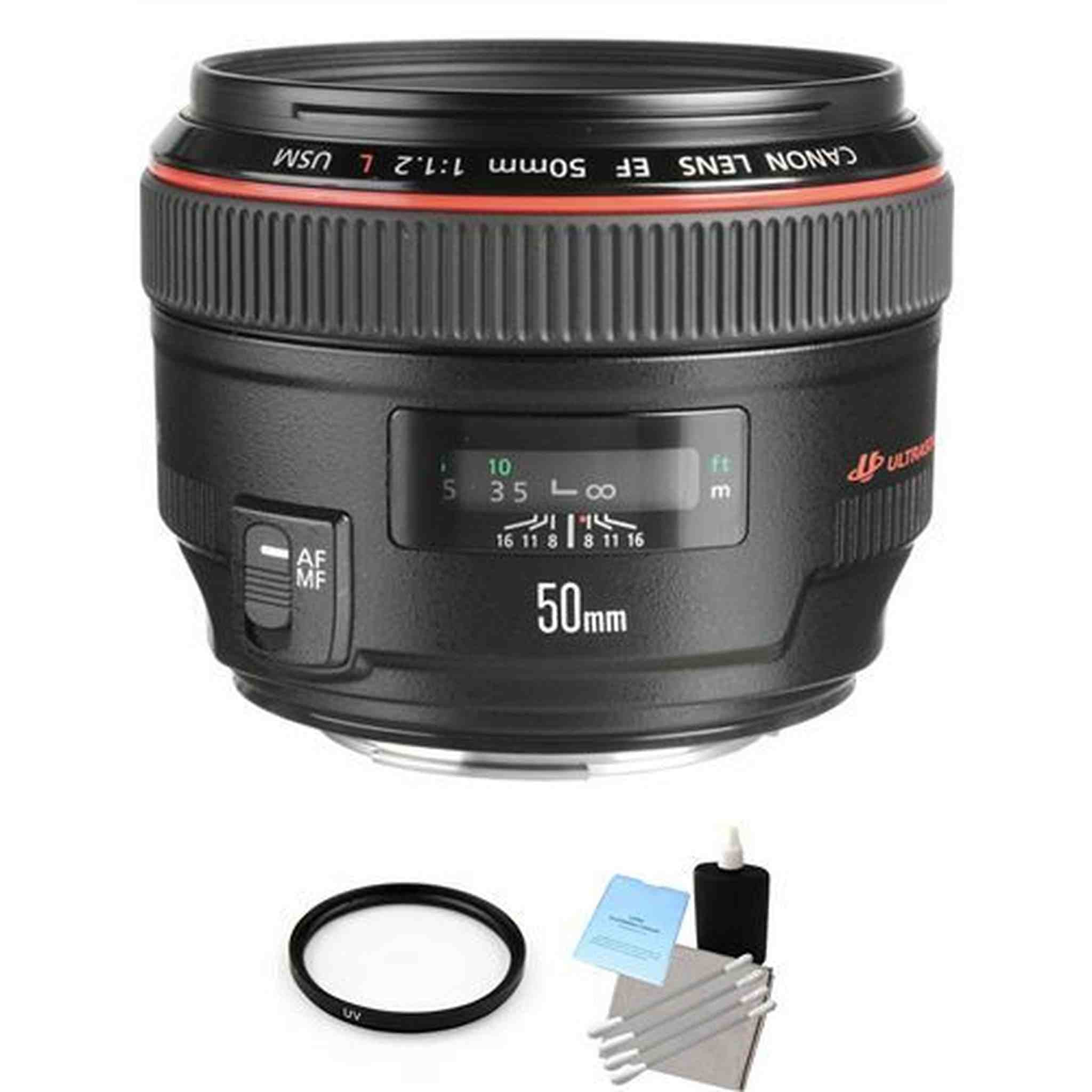 Canon EF 50 mm F/1.2 L USM Lens + UV Filter & Lens Cleaning Kit Canon